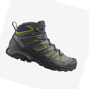 Salomon X ULTRA 3 MID GORE-TEX Túracipő Férfi Olivazöld | HU 2048PJJ